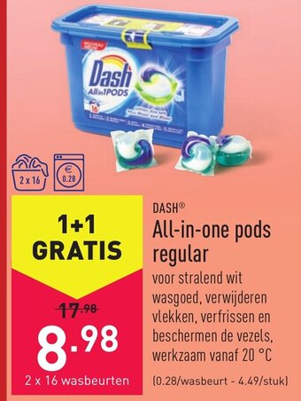 ALDI Dash All-in-1 pods Regular 2*16st aanbieding