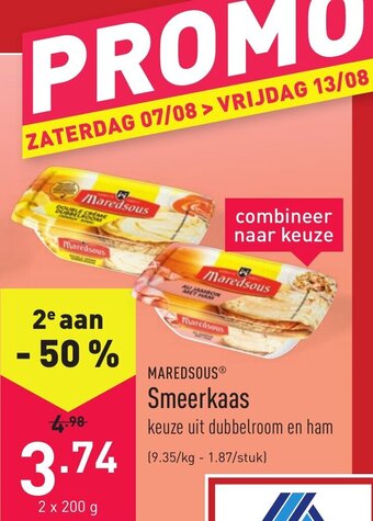 ALDI Maredsous Smeerkaas 2*200g aanbieding