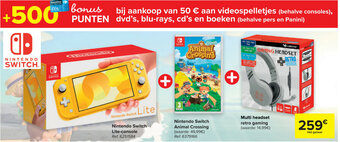 Carrefour Nintendo switch lite-console+nintendo switch animal crossing+ multi headset retro gaming aanbieding