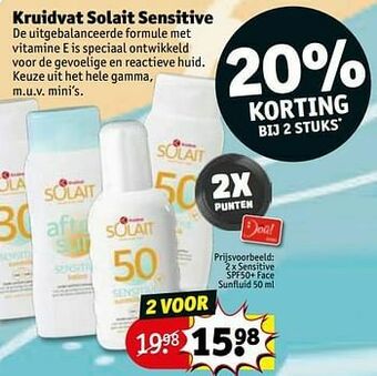 Kruidvat Sensitive spf50+ face sunfluid aanbieding