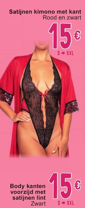 Cora Satijnen kimono met kant aanbieding