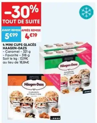 Haagen-Dazs 4 Mini Cups Glaces Caramel 231g/Favorite 318g