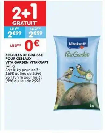 Vitakraft 6 Boules De Graisse Pour Oiseaux Vita Garden 540g