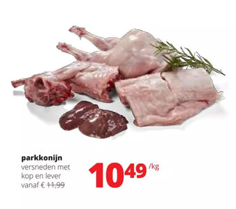 Spar Colruyt Parkkonijn Versneden met kop en lever aanbieding