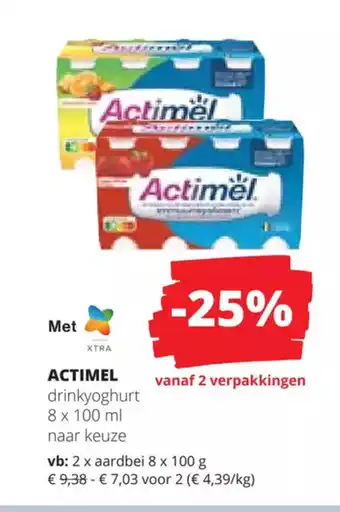 Spar Colruyt Actimel Drinkyoghurt 8 x 100ml aanbieding