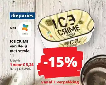 Spar Colruyt Ice Crime vanille-ijs met stevia 1L aanbieding