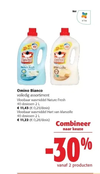 Colruyt Omino bianco vloeibaar wasmiddel nature fresh 40 dosissen 2 l aanbieding