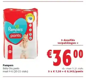 Colruyt Pampers baby-dry pants maat 4-6 (20-23 stuks) aanbieding