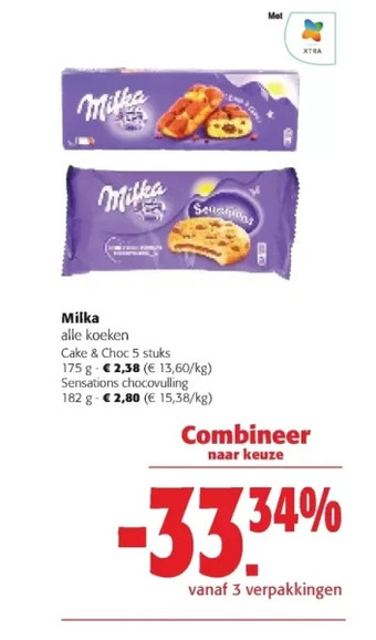 Colruyt Milka alle koeken cake&choc 5 stuks 175 g aanbieding