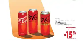 Colruyt Coca-cola regular, zero sugar of zero sugar no caffeine in blik 33 cl regular aanbieding