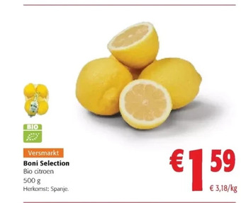 Colruyt Boni selection bio citroen 500 g aanbieding