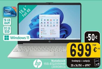 Cora HP notebook 15S-EQ2059NB aanbieding