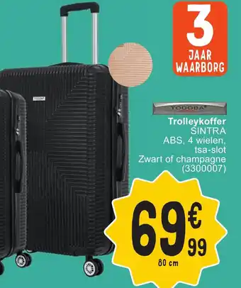 Cora Todoba trolleykoffer sintra abs, 4 wielen, tsa-slot zwart of champagne 80cm aanbieding