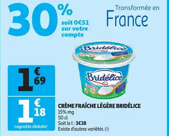 Auchan Creme fraiche legere bridelice 50cl aanbieding