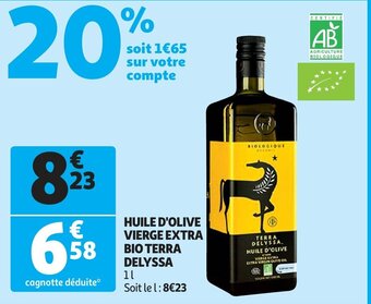 Auchan Huile d'olive vierge extra bio terra delyssa 1L aanbieding
