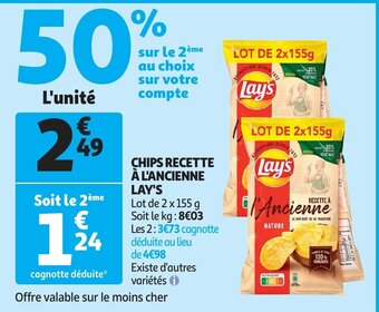 Auchan Chips recette a l'ancienne lay's lot de 2x155g aanbieding
