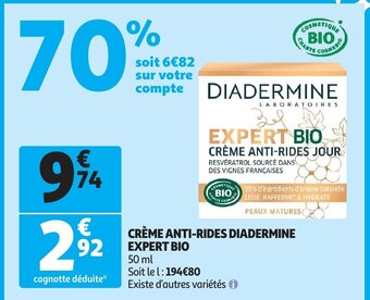 Auchan Creme anti-rides diadermine expert bio 50ml aanbieding