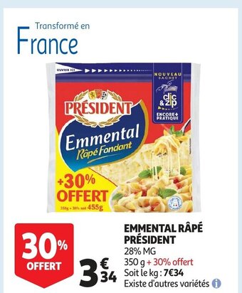 Auchan Emmental rape president 350g aanbieding
