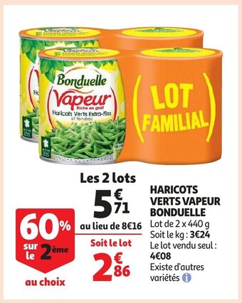 Haricots verts vapeur bonduelle 2x440g