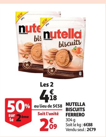 Auchan Nutella biscuits ferrero 304g aanbieding