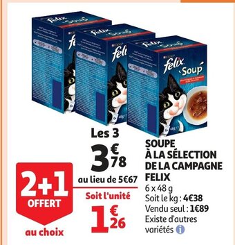 Auchan Soupe a la selection de la campagne felix 6x48g 2+1 offert aanbieding