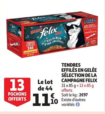 Auchan Tendres effiles en gelee selection de la campagne felix 31x85g aanbieding