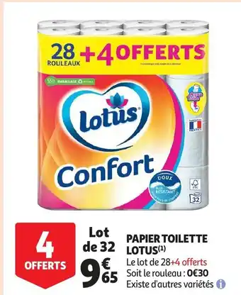 Auchan Papier toilette lotus 28+4 offerts aanbieding