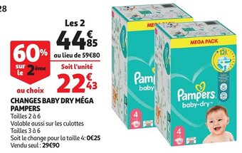 Auchan Changes baby dry mega pampers aanbieding