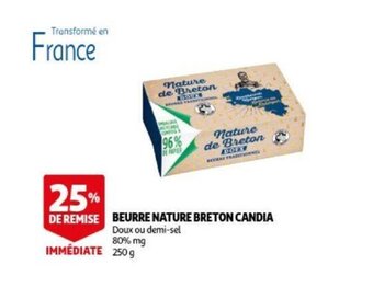 Auchan Beurre nature breton candia 250g aanbieding