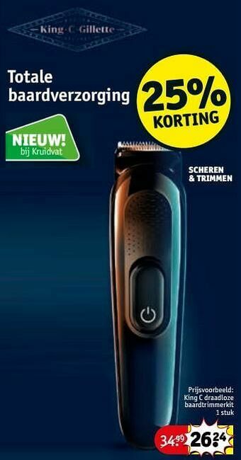 Kruidvat King c draadloze baardtrimmerkit aanbieding