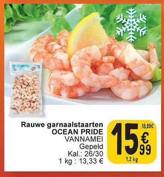 Cora Rauwe garnaalstaarten ocean pride aanbieding