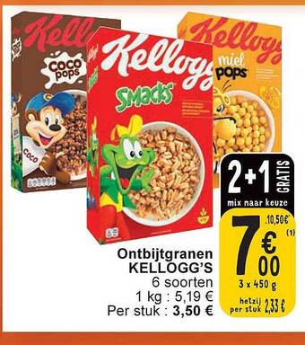 Cora Ontbijtgranen kellogg's aanbieding