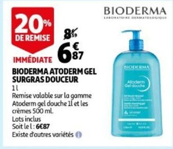 Auchan Bioderma Atoderm Gel Surgras Douceur 1L aanbieding