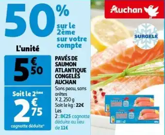 Auchan Auchan Paves De Saumon Atlantique Congeles 250g aanbieding