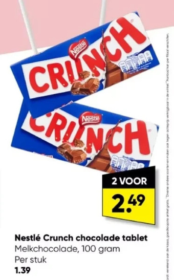 Big Bazar Nestlé crunch chocolade tablet aanbieding