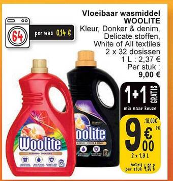 Cora Vloeibaar wasmiddel woolite aanbieding