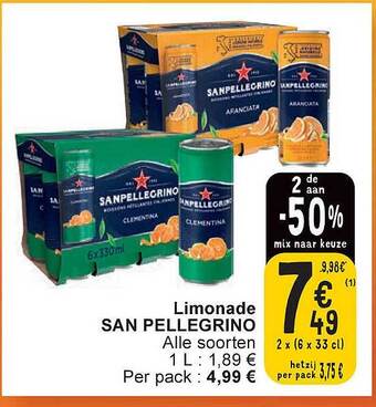 Cora Limonade san pellegrino aanbieding