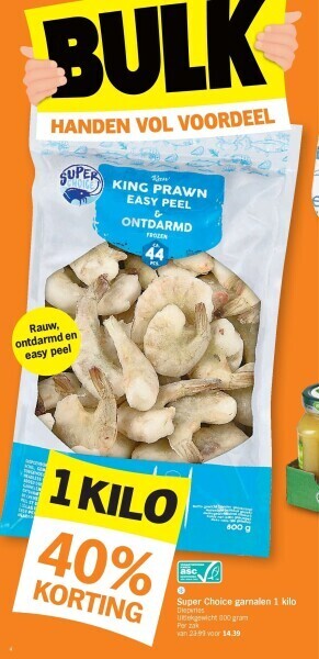 Albert Heijn Super choice garnalen 1 kilo aanbieding