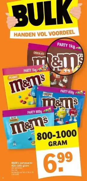 Albert Heijn M&m's partypacks 800-1000 gram aanbieding