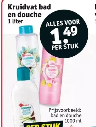Kruidvat Kruidvat bad en douche 1 liter aanbieding