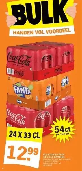 Albert Heijn Coca-cola en fanta 24 x 0.33 literblikjes aanbieding