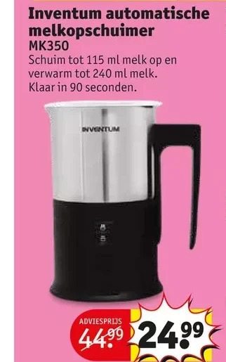 Kruidvat Inventum automatische melkopschuimer mk350 aanbieding