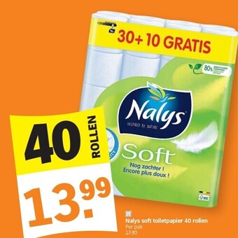 Albert Heijn Nalys soft toiletpapier 40 rollen aanbieding
