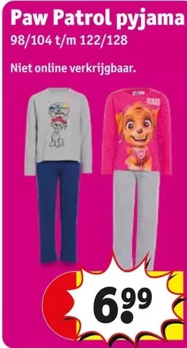Kruidvat Paw patrol pyjama| aanbieding