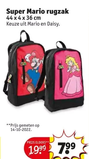 Kruidvat Super mario rugzak 4hxax36 cm aanbieding