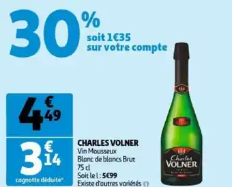 Auchan Charles Volner Vin Mousseux Blanc de blancs Brut 75cl aanbieding