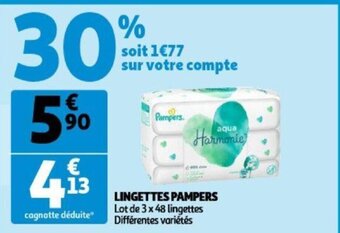Auchan Pampers Lingettes Lot de 3 x 48 Lingettes aanbieding