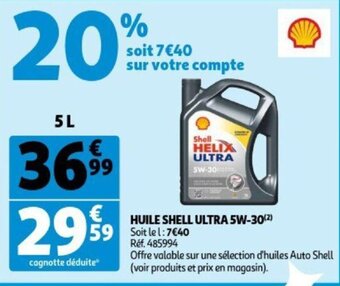 Auchan Shell Huile Ultra 5W-30 5L aanbieding
