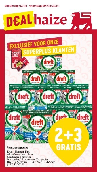 Delhaize Vaatwascapsules dreft aanbieding