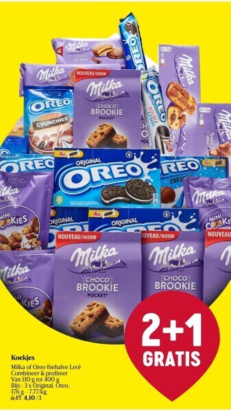 Delhaize Koekjes milka of oreo aanbieding